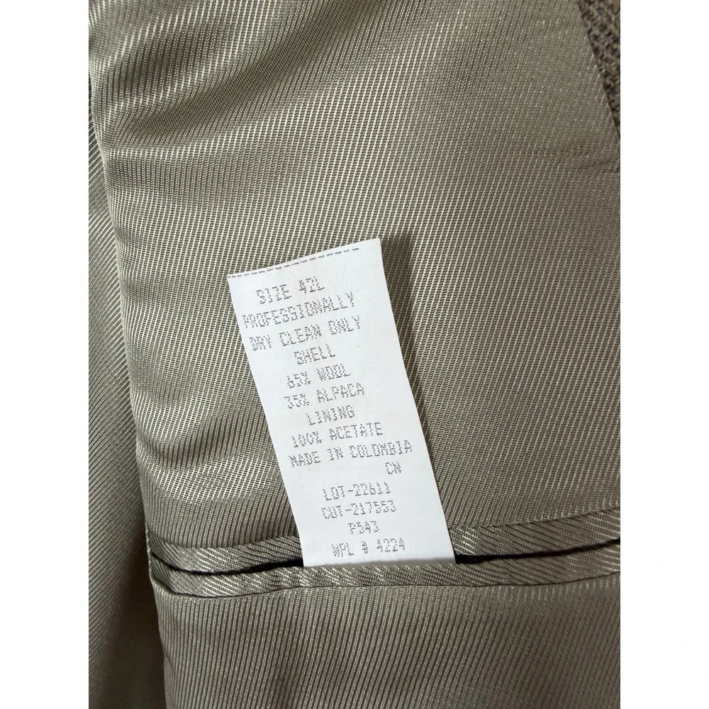 Claiborne for The Bon-Ton Mens 42L Alpaca Herringbone Blazer Brown 3‎ Button